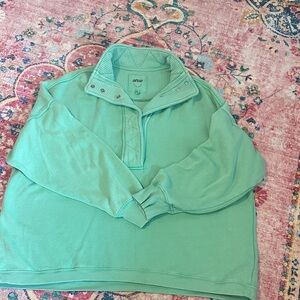 aerie Women’s Mint Green Zip-Front Funnel Collar Sweater